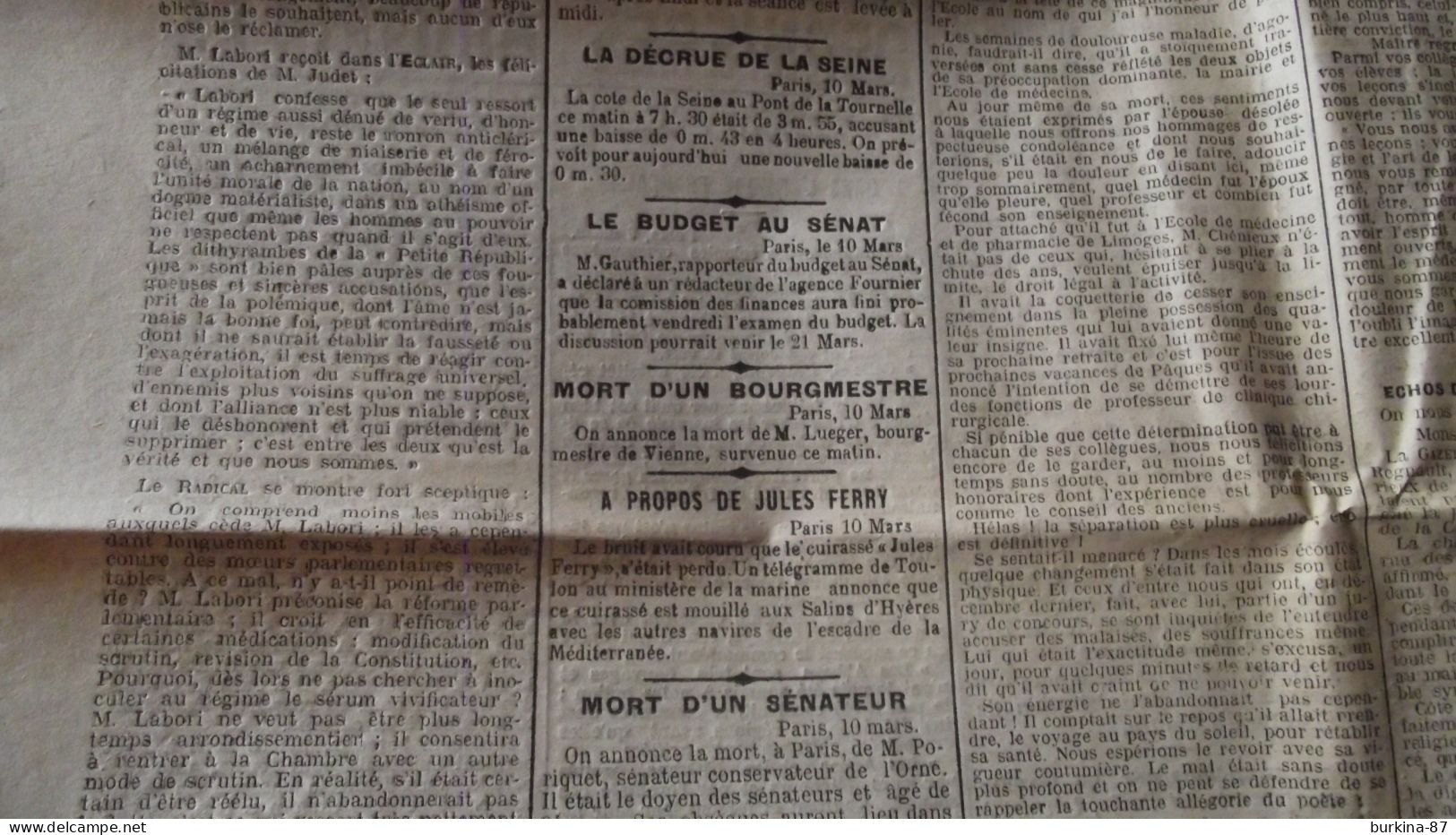 LA GAZETTE du CENTRE, journal, 11 mars 1910, LIMOGES quotidien  défense sociale et liberté publique