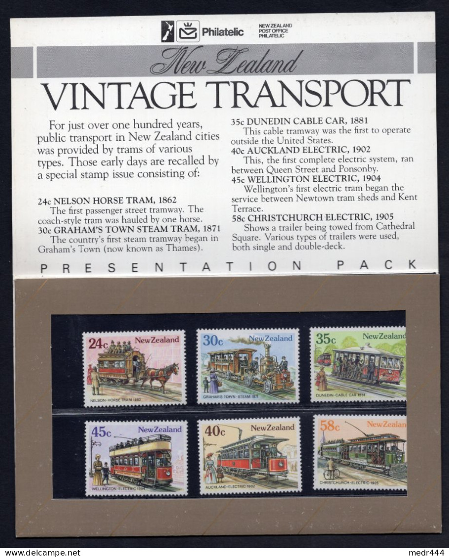 New Zealand 1985 - Vintage Transport - Stamps 6v - Complete Set + Folder - Superb*** - Brieven En Documenten