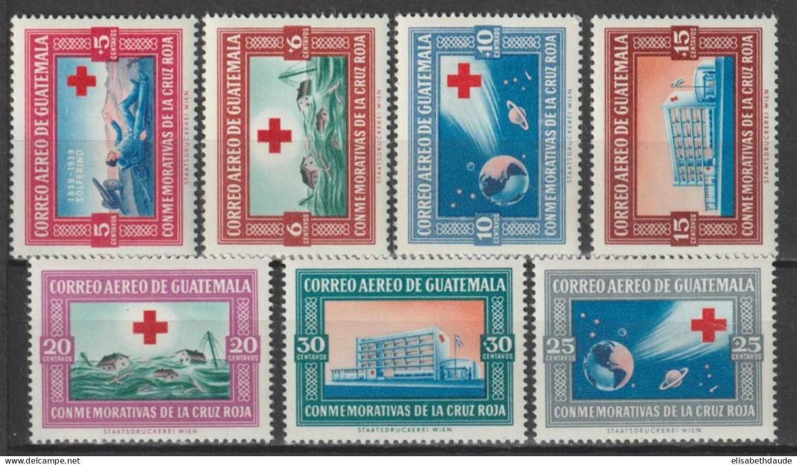 GUATEMALA - 1960 - POSTE AERIENNE / CROIX-ROUGE - SERIE COMPLETE YVERT N° 246/252 * MLH - COTE = 52.5 EUR. - - Guatemala