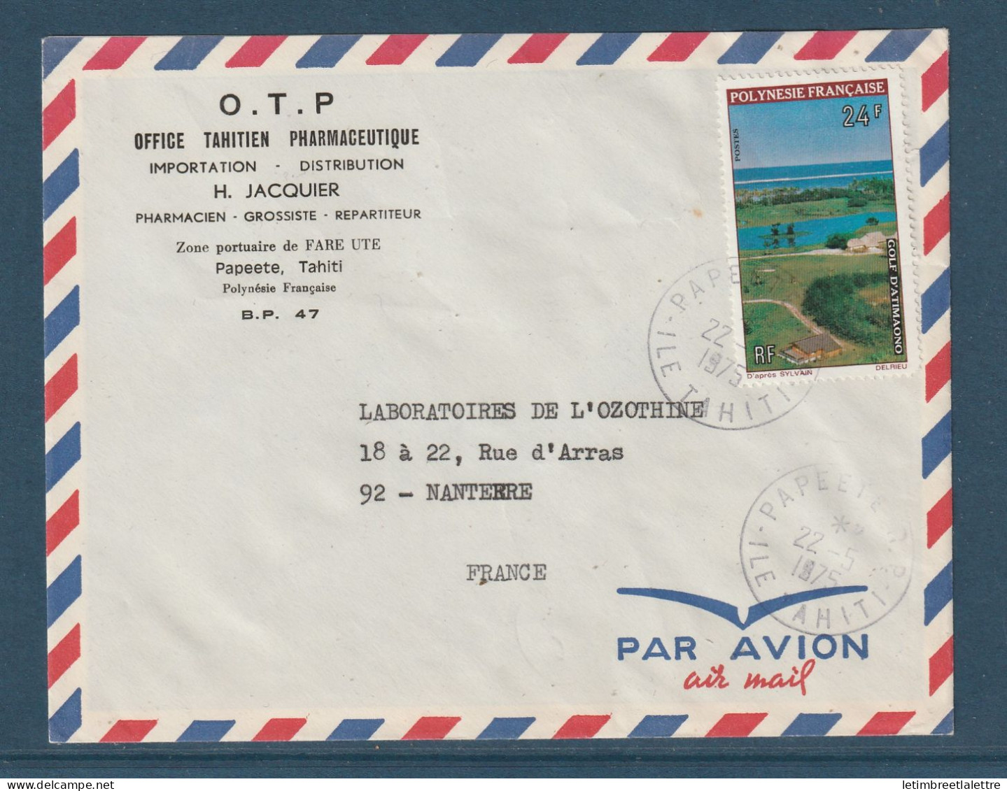 Polynésie - YT N° 95 - Tahiti Lettre Par Avion Pour La France - 1975 - Tahití