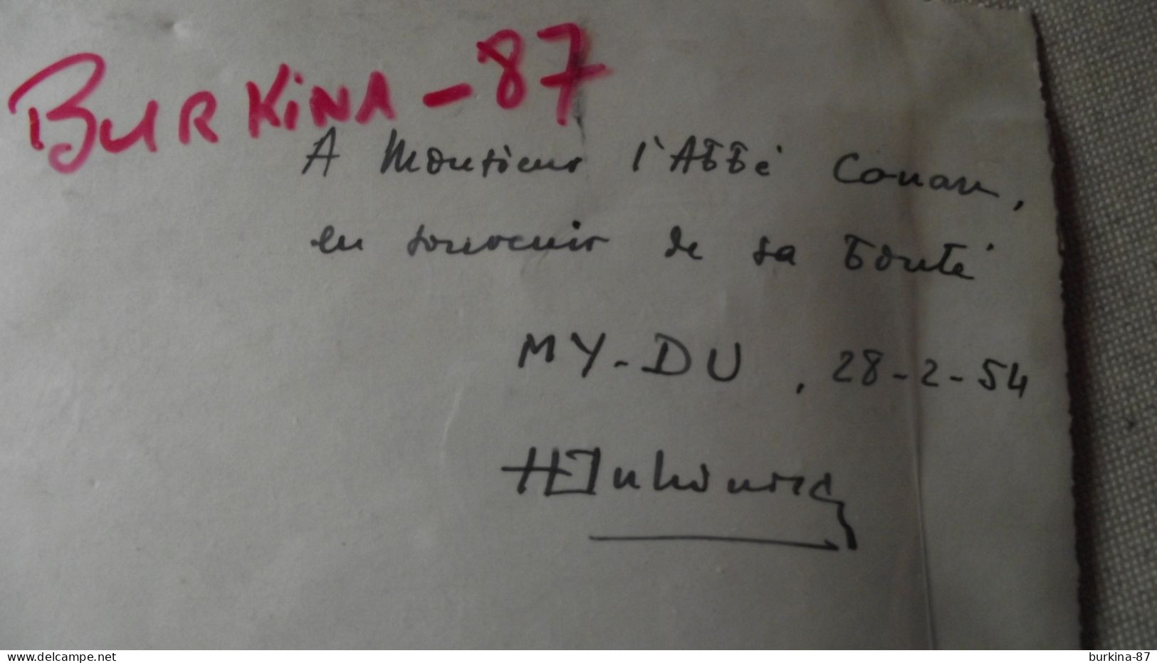 Photo MILITAIRE, MY-DU,  Indochine ? Algérie? , Abbé CONAN, 1954 - Documents