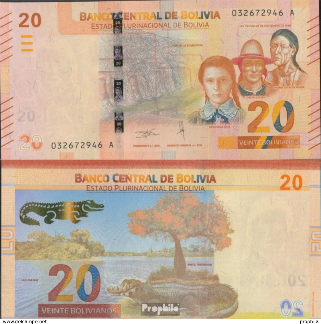 Bolivien Pick-Nr: 249 Bankfrisch 2018 20 Bolivianos - Bolivië