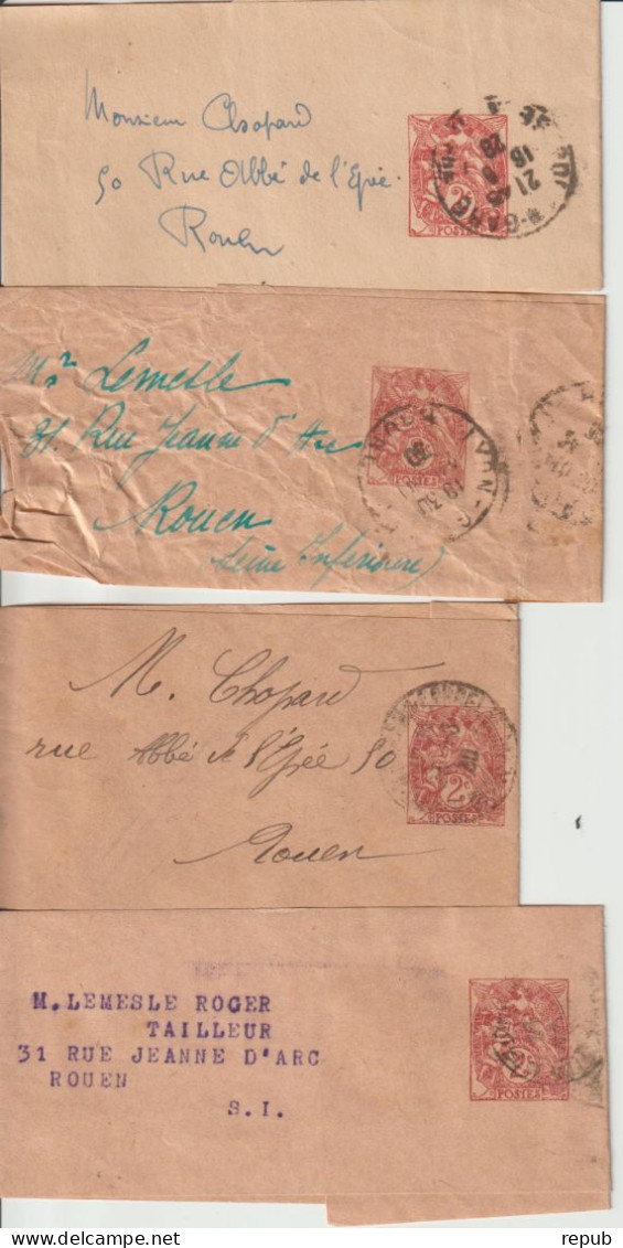 France Lot De 4 Bandes Complètes Type 2c Blanc - Wikkels Voor Tijdschriften