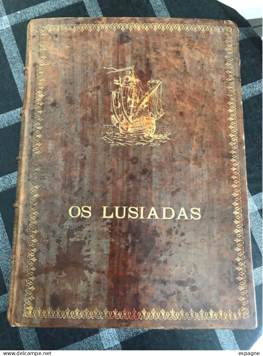Les Lusiades Os Lusíadas Luís De Camões Bilingue 1878 Couverture En Cuir Gravé - Livres Anciens
