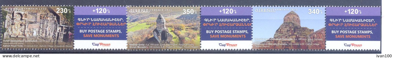 2022. Armenia, Historical And Cultural Monuments Of Armenia, 3v, Mint/** - Armenien