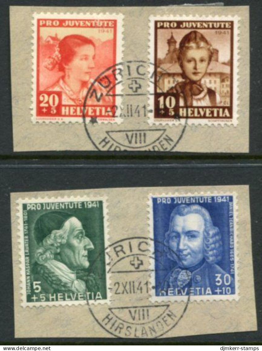SWITZERLAND 1941 Pro Juventute Set. Used On Pieces.  Michel 399-402 - Used Stamps