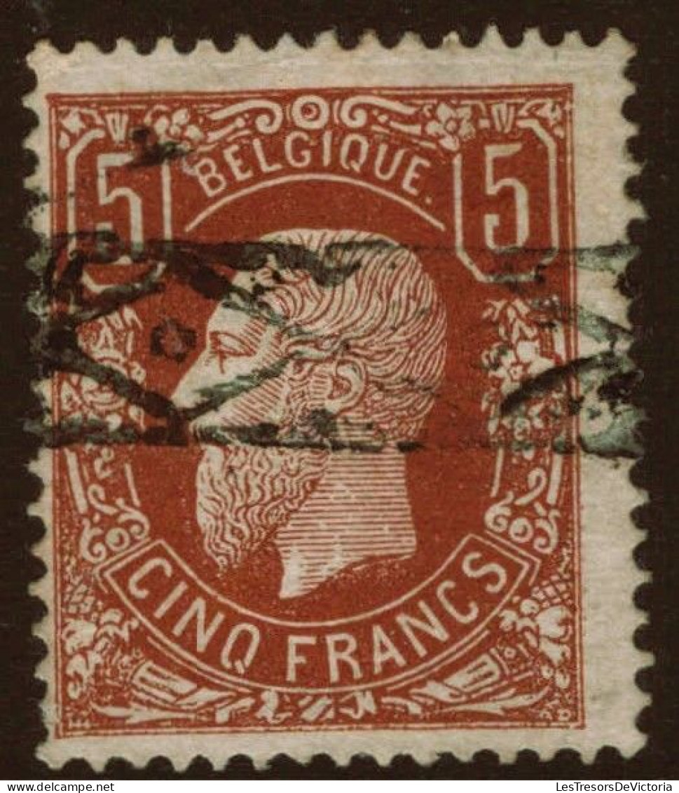 TIMBRE Belgique - COB 37 Obliteration Roulette - 5F - 1869 / 78 - Cote 925 - Leger Aminci Coté Haut Gauche - 1869-1883 Leopoldo II