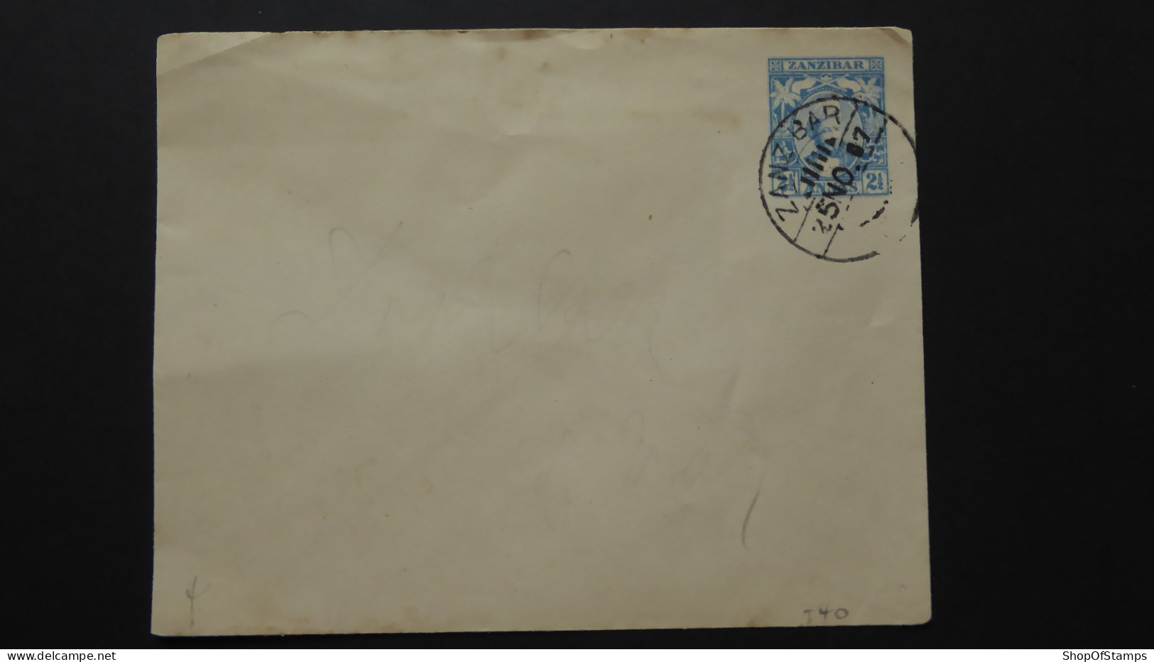 ZANZIBAR PREPAID POSTAL COVER POSTMARK ZANZIBAR 1907 - Zanzibar (1963-1968)