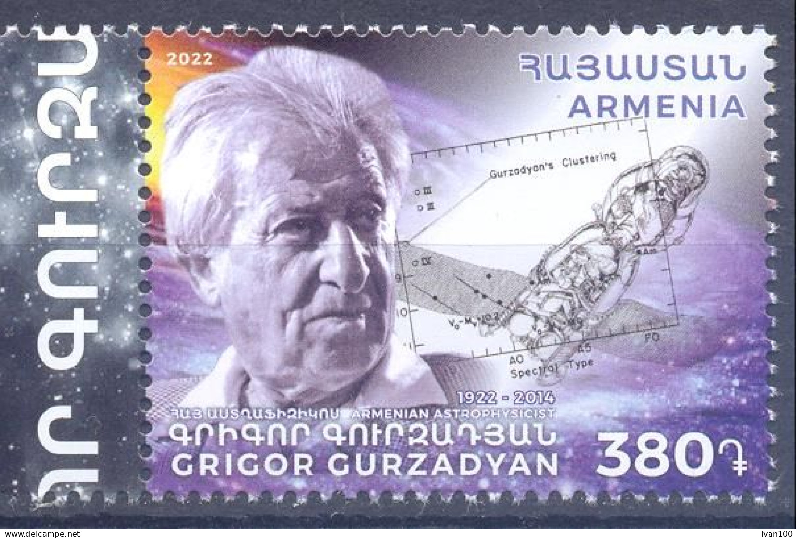 2022. Armenia, Birth Centenary Of Grigor Curzadyan, Scientist, Astrophicicist, 1v, Mint/** - Armenien