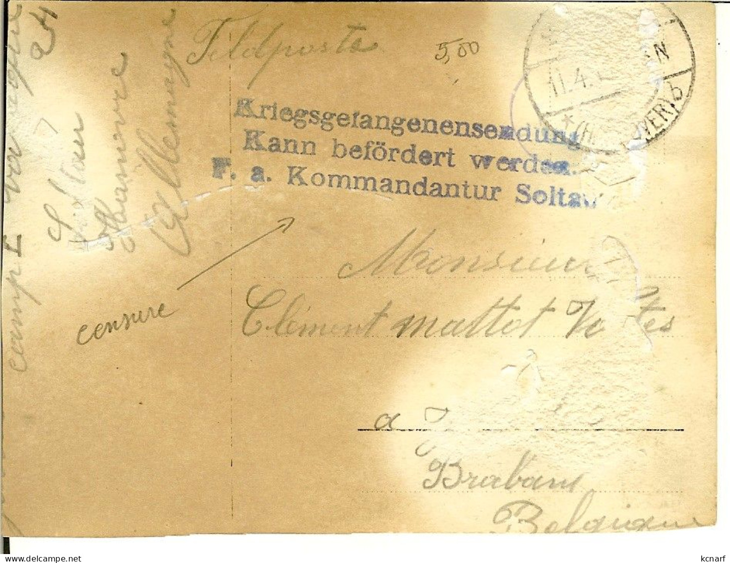 CP Photo D'un Soldat En1916 à SOLTAU Avec Censure Au Verso ( Carte Recoupée  ) - Soltau