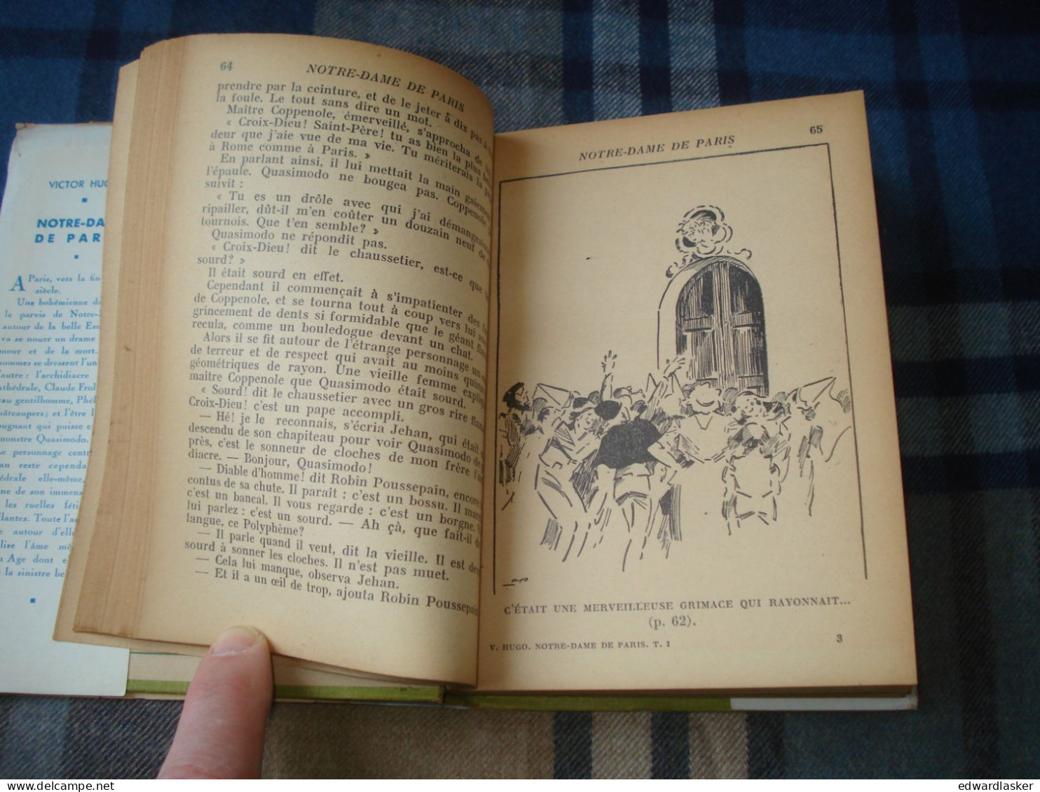 BIBLIOTHEQUE VERTE : Notre-Dame De Paris (tome 1) /Victor Hugo - Jaquette 1950 - André Pécoud - Biblioteca Verde