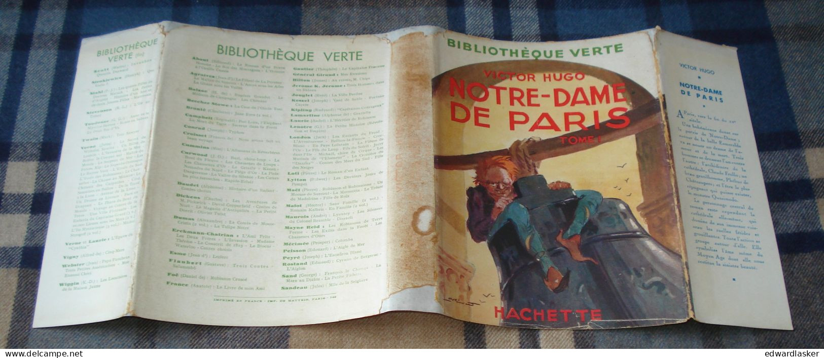 BIBLIOTHEQUE VERTE : Notre-Dame de Paris (tome 1) /Victor Hugo - jaquette 1950 - André Pécoud