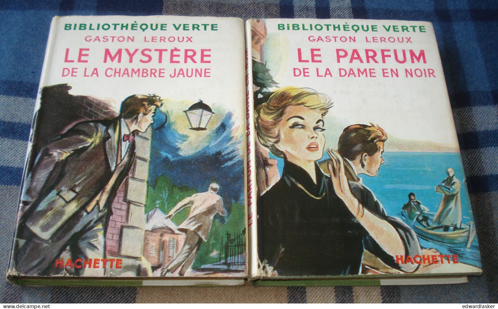 BIBLIOTHEQUE VERTE : Mystère De La Chambre Jaune + Parfum De La Dame En Noir /Gaston Leroux - Jaquette 1953 - Reschofsky - Bibliotheque Verte