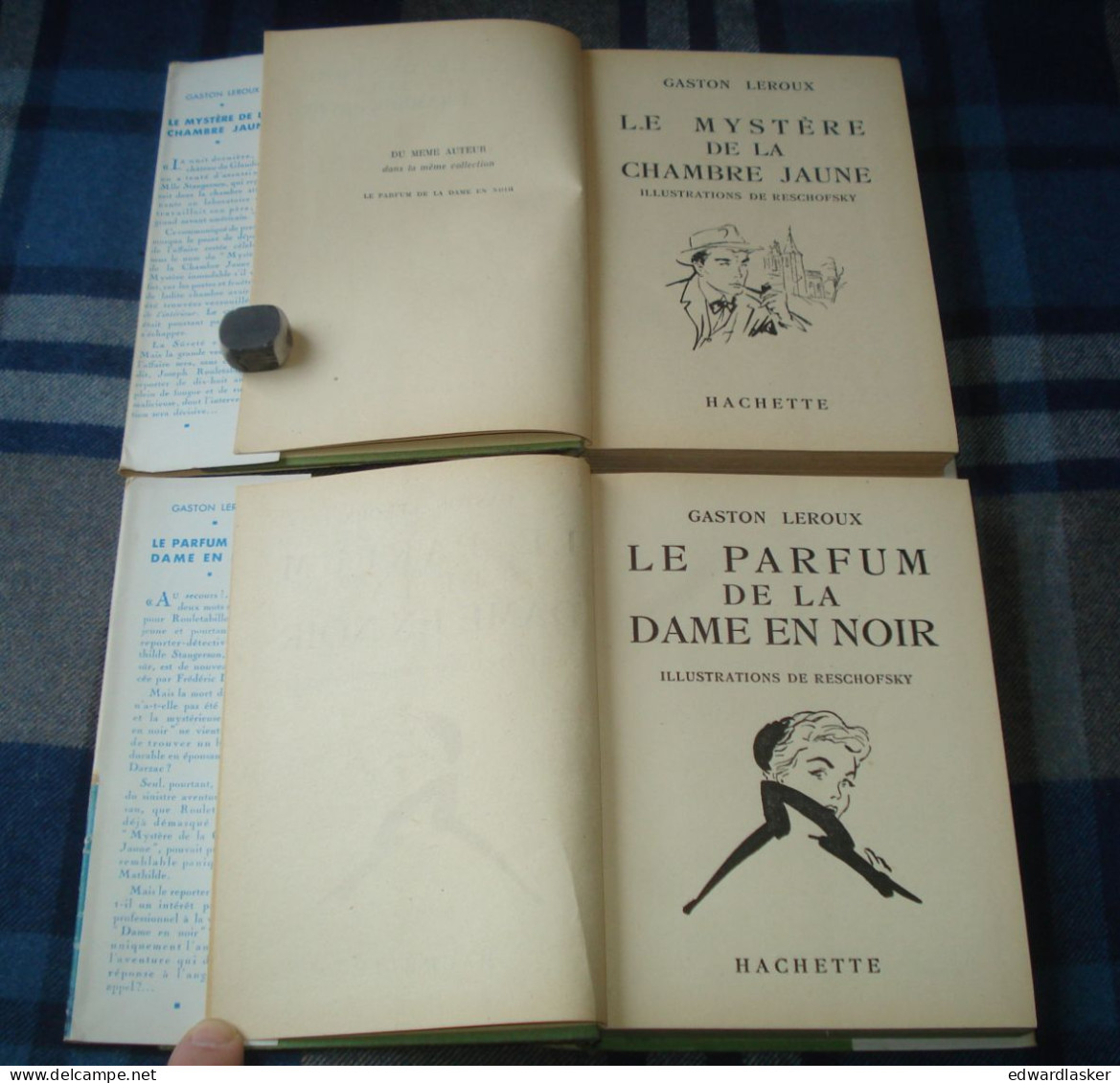BIBLIOTHEQUE VERTE : Mystère De La Chambre Jaune + Parfum De La Dame En Noir /Gaston Leroux - Jaquette 1953 - Reschofsky - Bibliothèque Verte