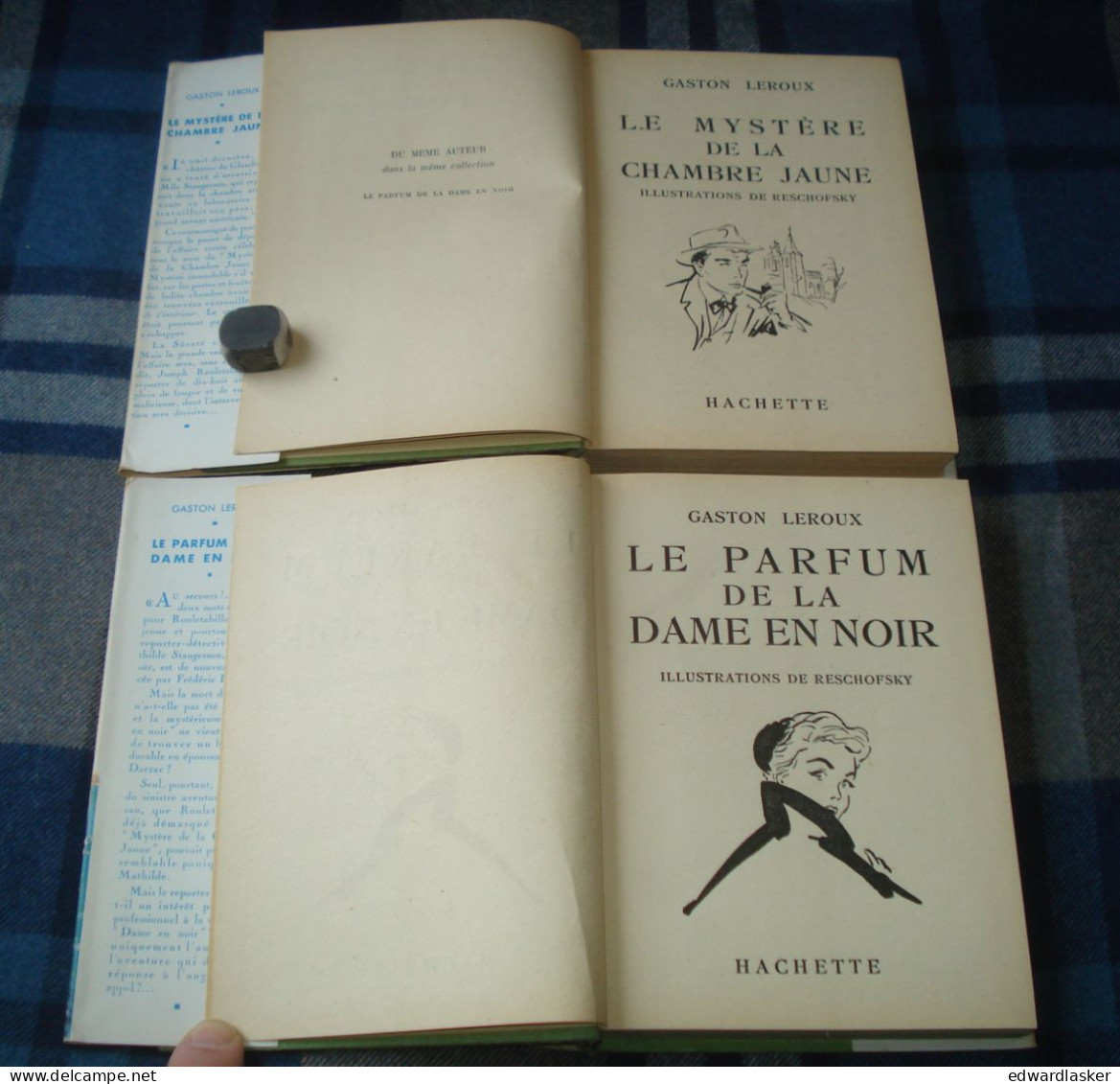 BIBLIOTHEQUE VERTE : Mystère De La Chambre Jaune + Parfum De La Dame En Noir /Gaston Leroux - Jaquette 1953 - Reschofsky - Bibliotheque Verte