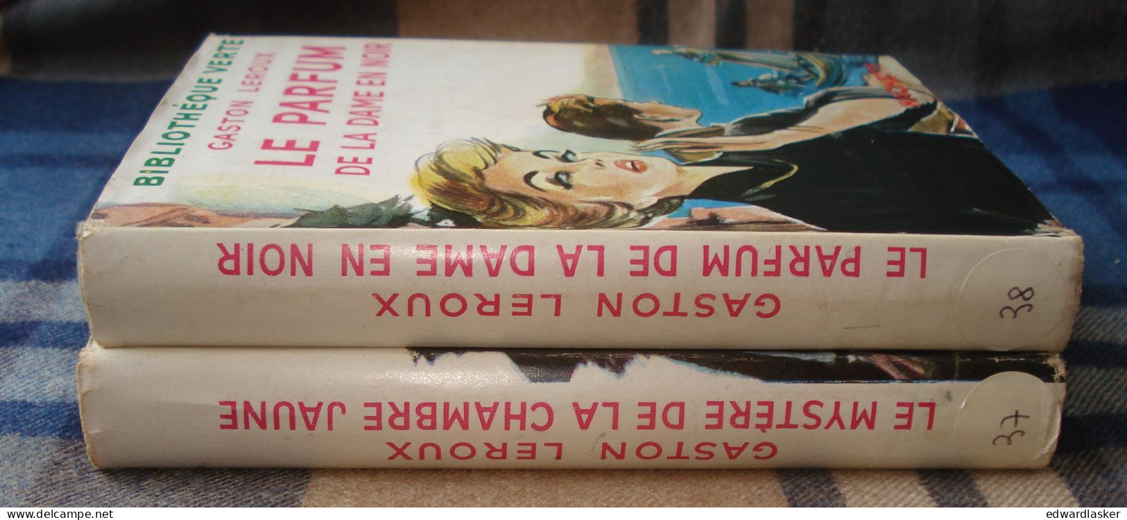 BIBLIOTHEQUE VERTE : Mystère de la Chambre Jaune + Parfum de la Dame en noir /Gaston Leroux - jaquette 1953 - Reschofsky