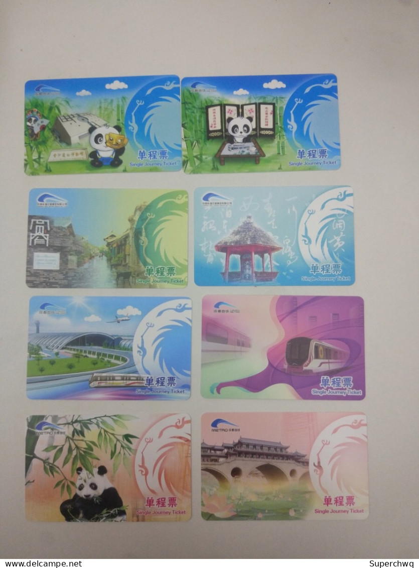 China Chengdu Metro One-way Card/one-way Ticket/subway Card (landscape Series Pattern),8 Pcs,VOID Card - Welt