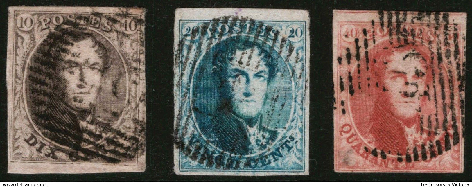 TIMBRE Belgique - COB 6b/7/8 Obl -  1851 - Cote 146,5 - - 1851-1857 Medaillons (6/8)