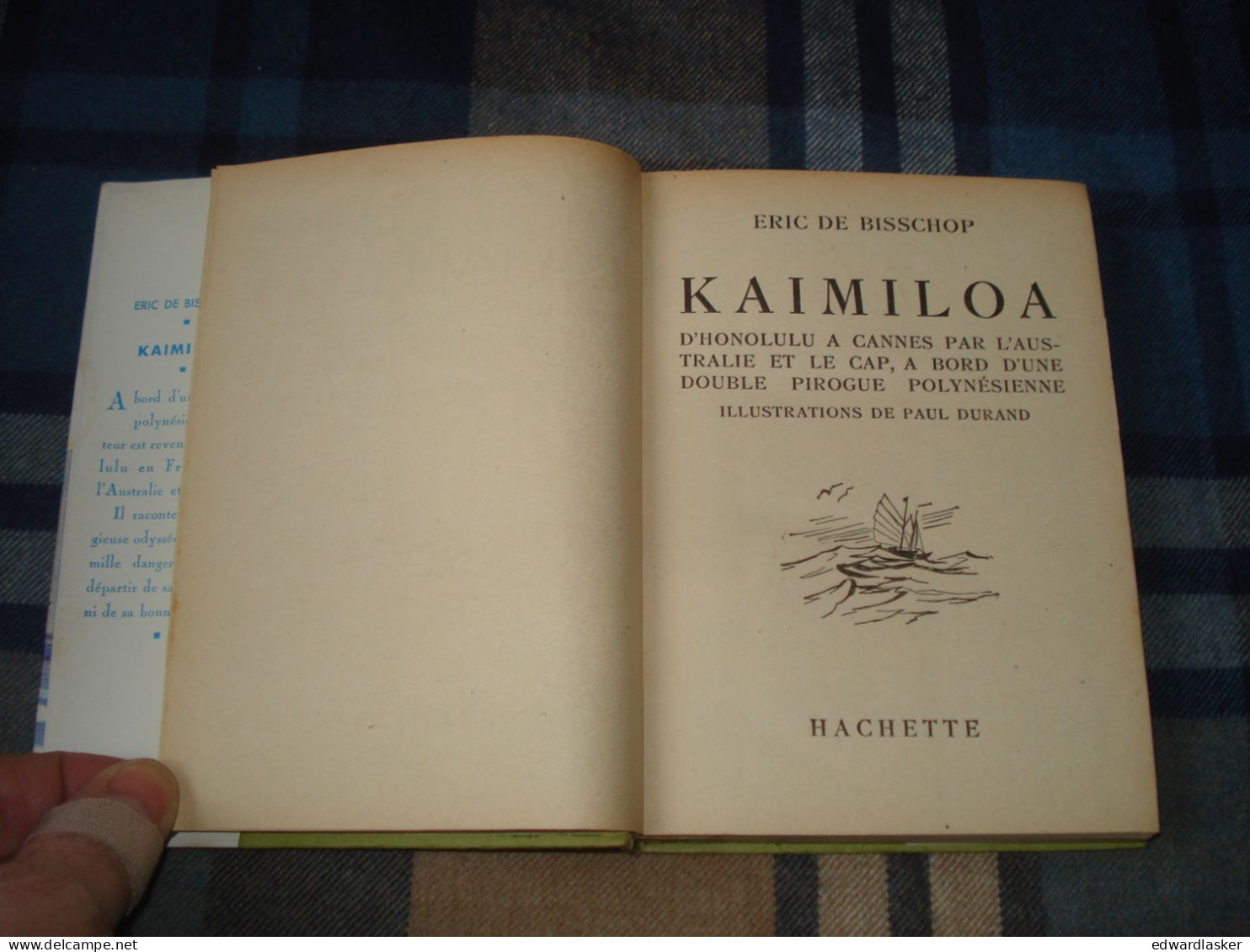 BIBLIOTHEQUE VERTE : Kaimiloa /Éric De Bisschop - Jaquette 1953 - Paul Durand - Biblioteca Verde