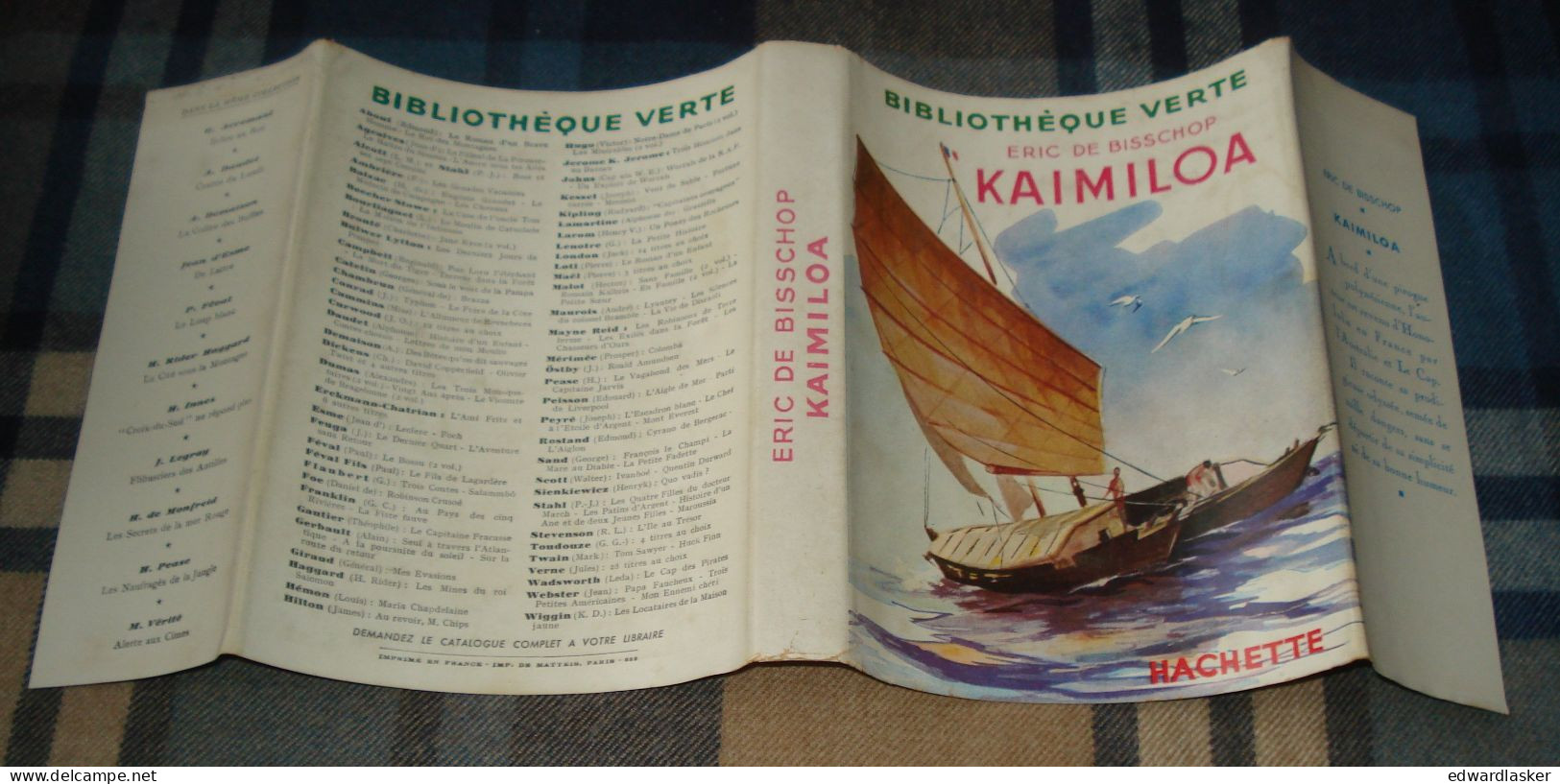BIBLIOTHEQUE VERTE : Kaimiloa /Éric de Bisschop - jaquette 1953 - Paul Durand