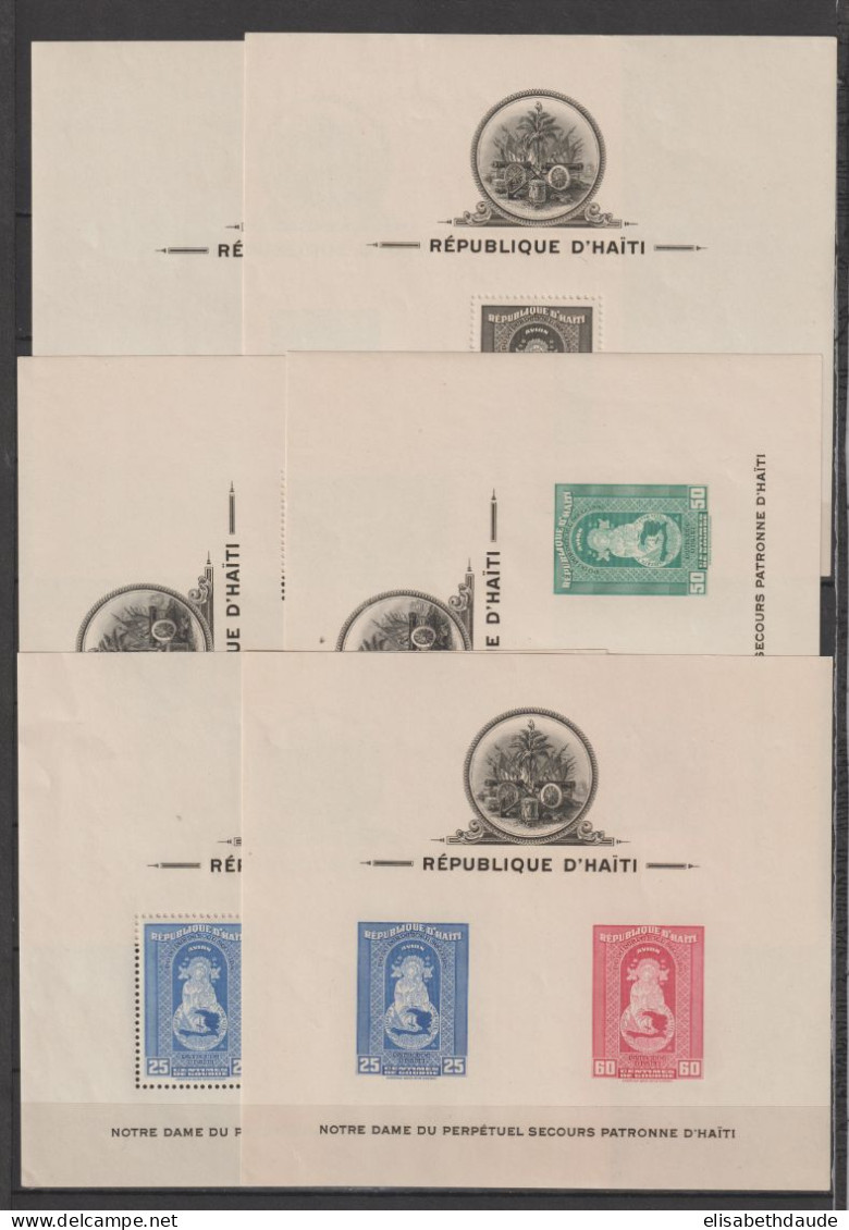 HAÏTI - 1943 - SERIE COMPLETE BLOCS DENTELES + NON DENTELES YVERT N° 1/3 ** MNH (TRACES DE STOCKAGE) - COTE = 78 EUR. - Haití