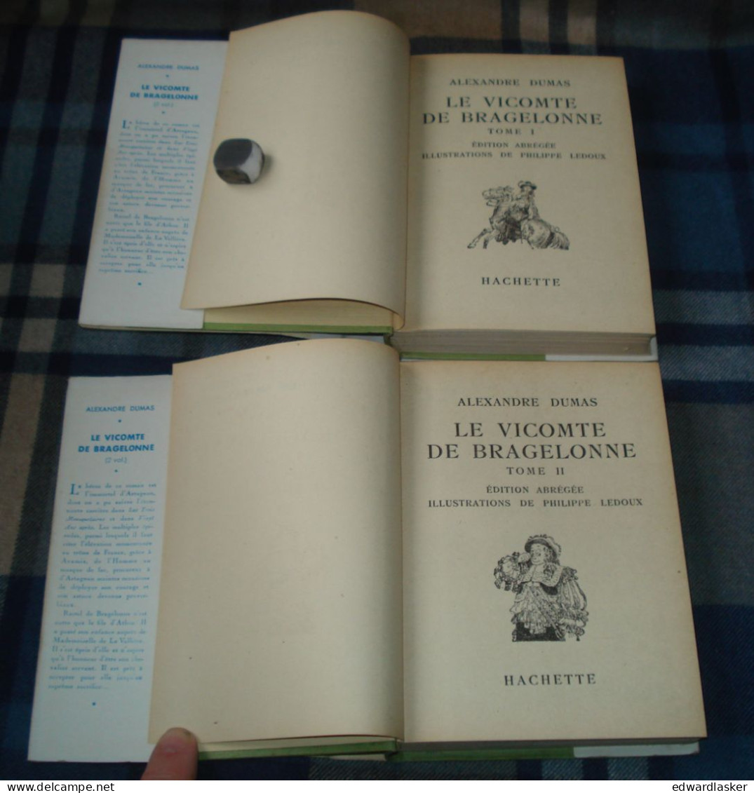 BIBLIOTHEQUE VERTE : Le VICOMTE De BRAGELONNE (tome 1 & 2) /A. Dumas - Jaquette 1952 - Philippe Ledoux - Bibliothèque Verte
