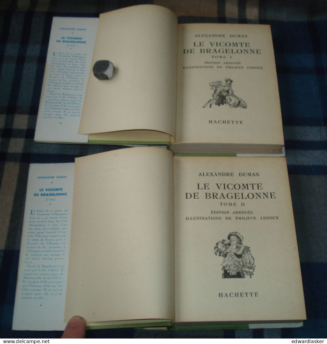 BIBLIOTHEQUE VERTE : Le VICOMTE De BRAGELONNE (tome 1 & 2) /A. Dumas - Jaquette 1952 - Philippe Ledoux - Bibliotheque Verte