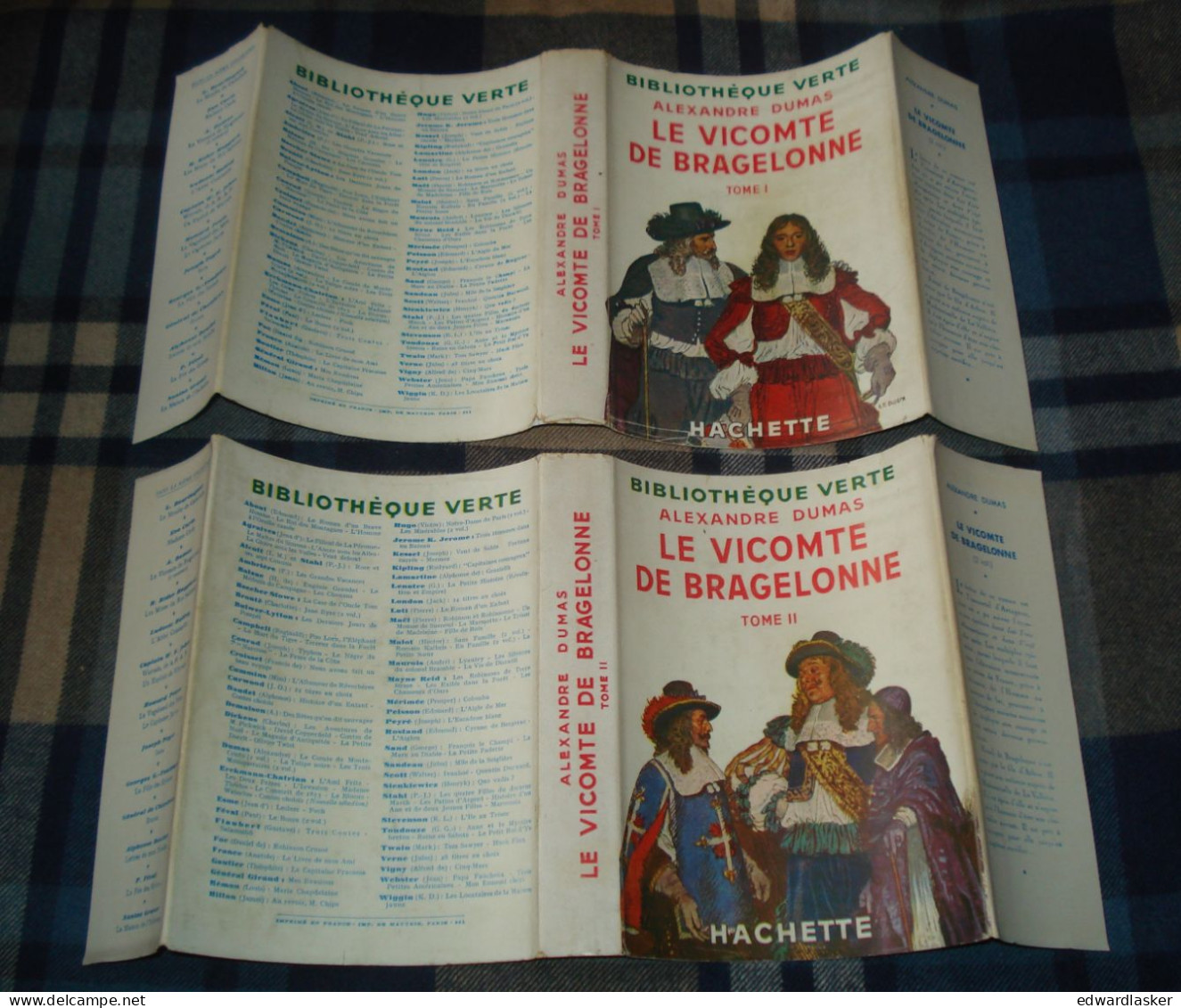 BIBLIOTHEQUE VERTE : Le VICOMTE de BRAGELONNE (tome 1 & 2) /A. Dumas - jaquette 1952 - Philippe Ledoux