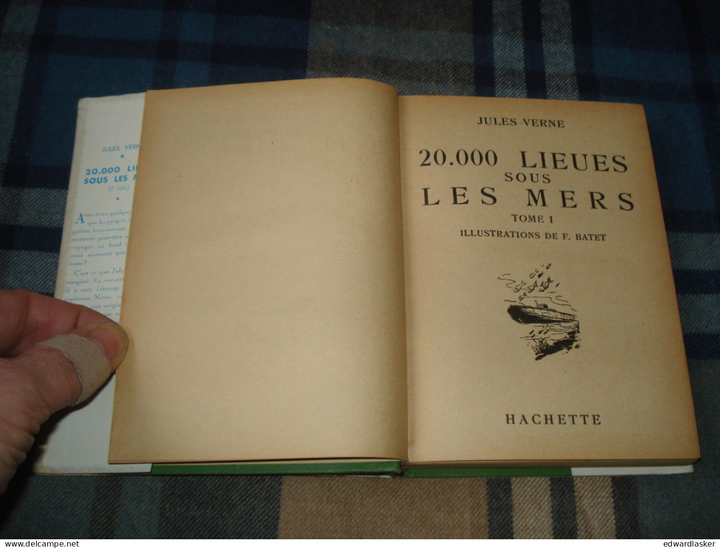 BIBLIOTHEQUE VERTE : 20000 Lieues Sous Les Mers (tome 1) /Jules Verne - Jaquette 1955 - François Batet - Biblioteca Verde