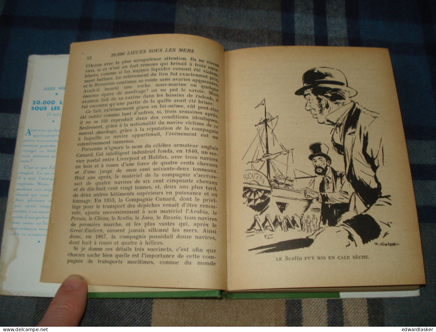 BIBLIOTHEQUE VERTE : 20000 Lieues Sous Les Mers (tome 1) /Jules Verne - Jaquette 1955 - François Batet - Bibliothèque Verte