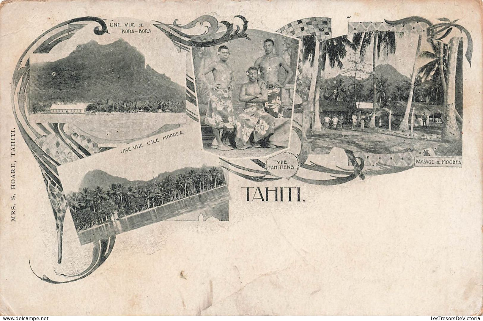 Tahiti - Multivue - Une Vue De L'île De Mooréa - BoraBora - Types Tahitien - Carte Postale Ancienne - Tahiti