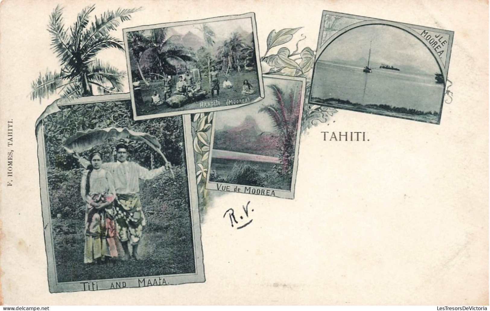 Tahiti - Multivue - Vue De Mooréa - Titi And Maata - Haapiti - Colorisé - Carte Postale Ancienne - Tahiti