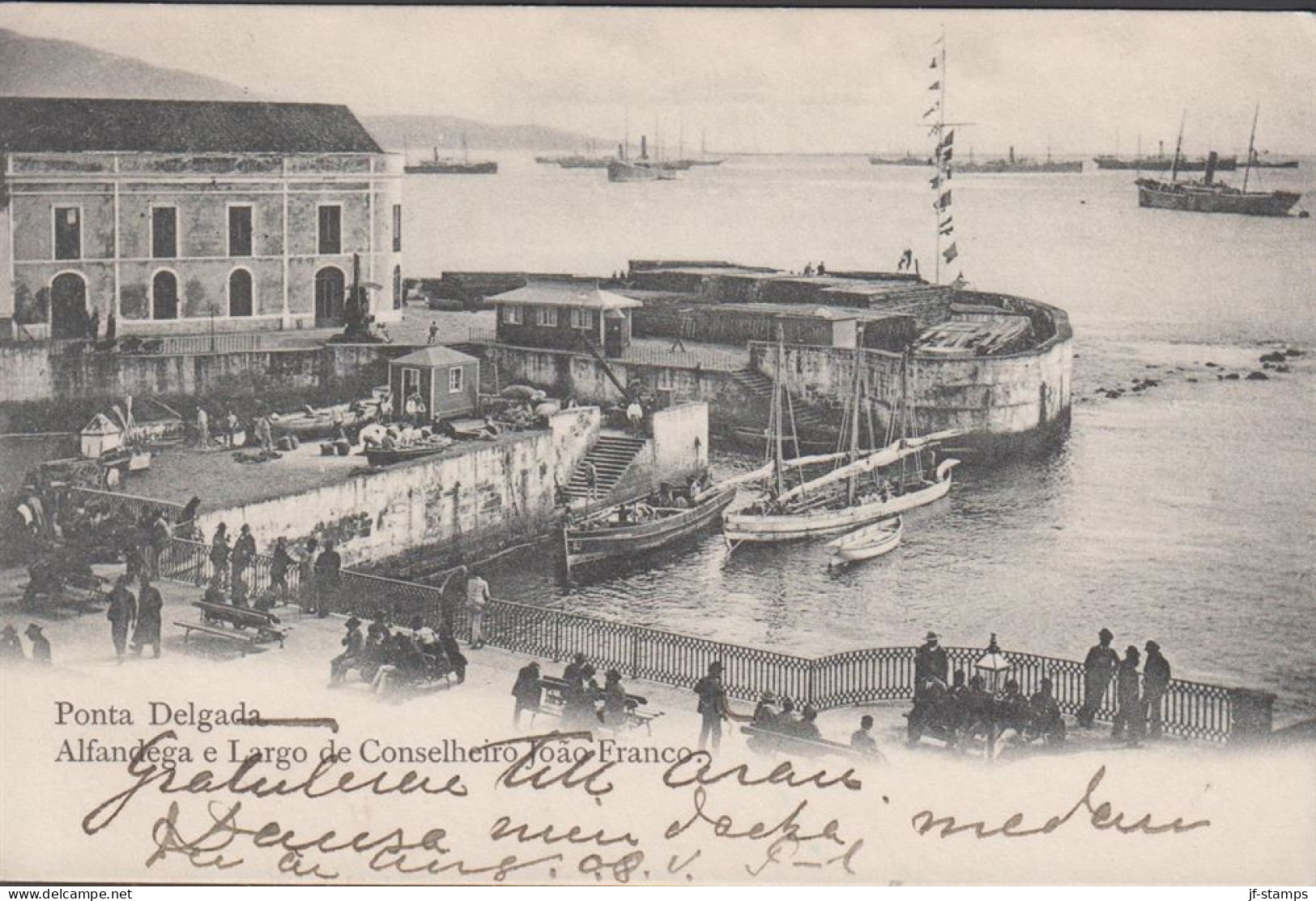 1905. PONTA DELGADA. Very Fine POST CARD Bilhete Postal . Ponta Delgada. Alfandega E Largo De Conselheiro ... - JF439116 - Ponta Delgada