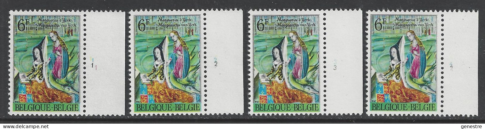 Belgique - 1967 - COB 1432 ** (MNH) - Planches 1 à 4, Série Complète (Pl 4 RRR) - 1961-1970