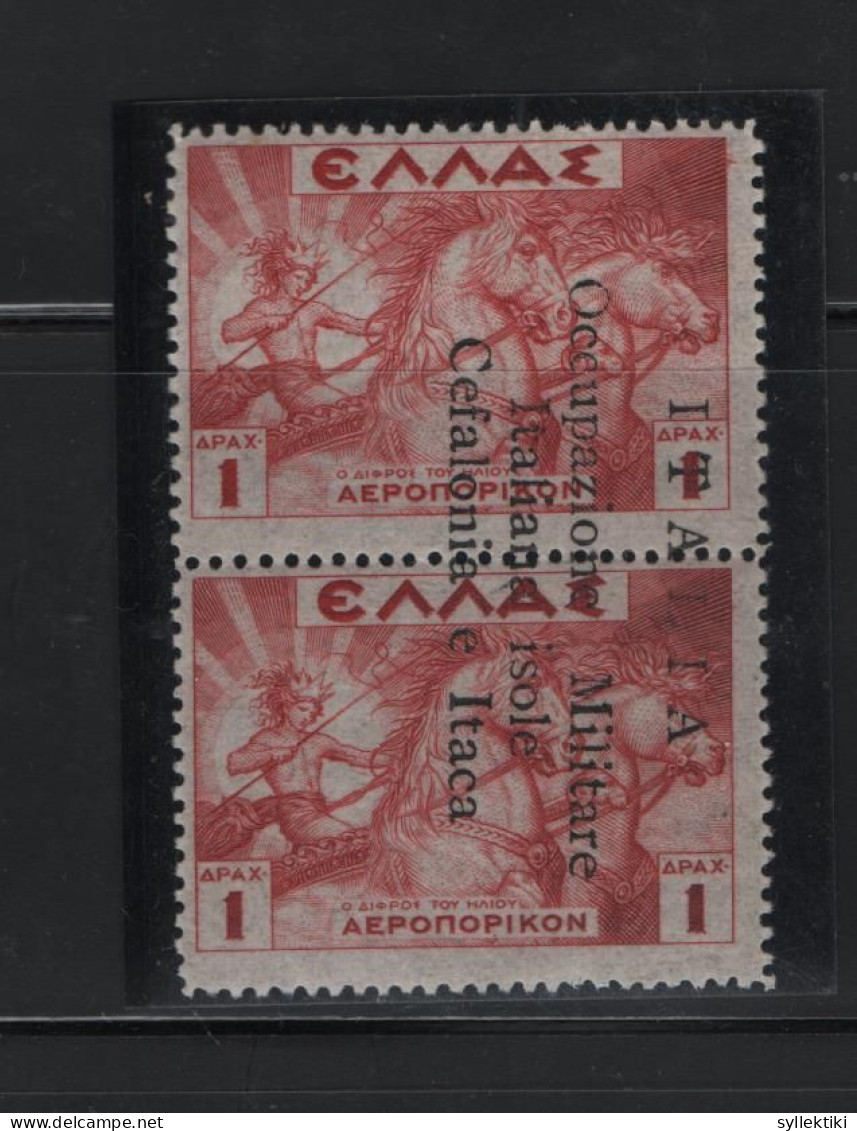 GREECE IONIAN ISLANDS 1941 1+ DRACHMA PAIR MNH STAMPS MYTHOLOGICAL ISSUE OVERPRINTED ITALIA Occupazione Militare Italian - Ionian Islands