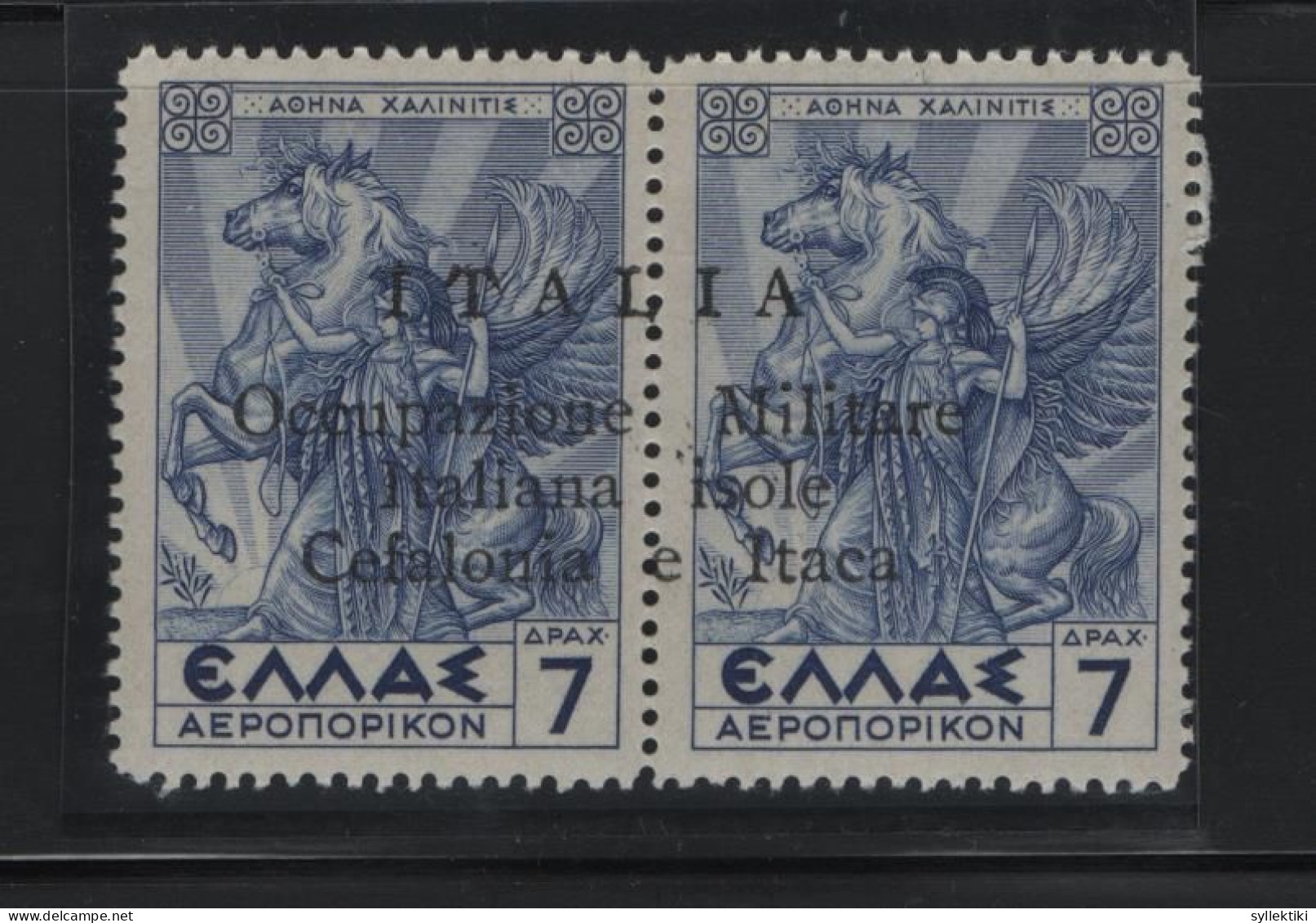 GREECE IONIAN ISLANDS 1941 7+7 DRACHMAS PAIR MNH STAMPS MYTHOLOGICAL ISSUE OVERPRINTED ITALIA Occupazione Militare Itali - Ionische Inseln