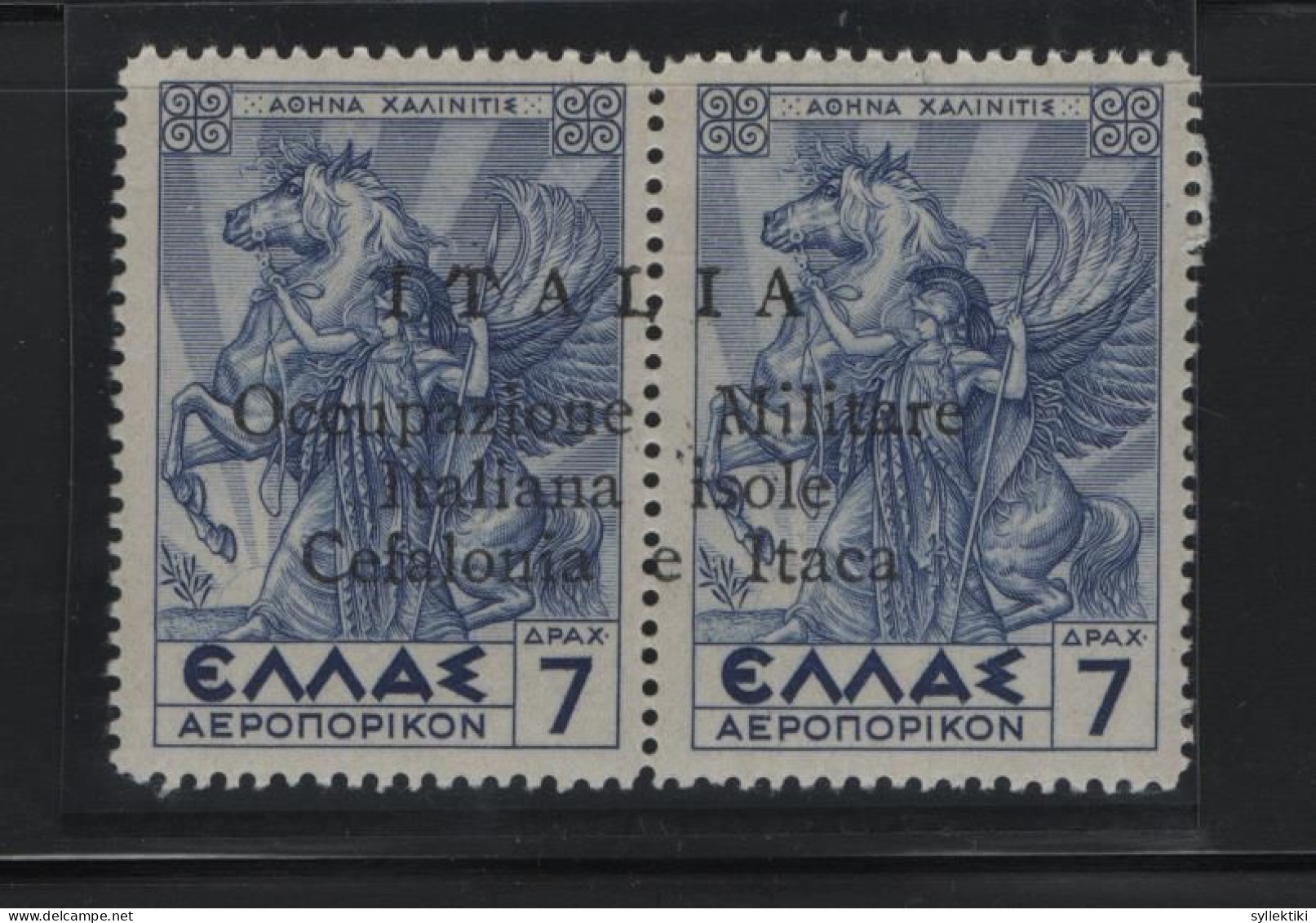 GREECE IONIAN ISLANDS 1941 7+7 DRACHMAS PAIR MNH STAMPS MYTHOLOGICAL ISSUE OVERPRINTED ITALIA Occupazione Militare Itali - Isole Ioniche