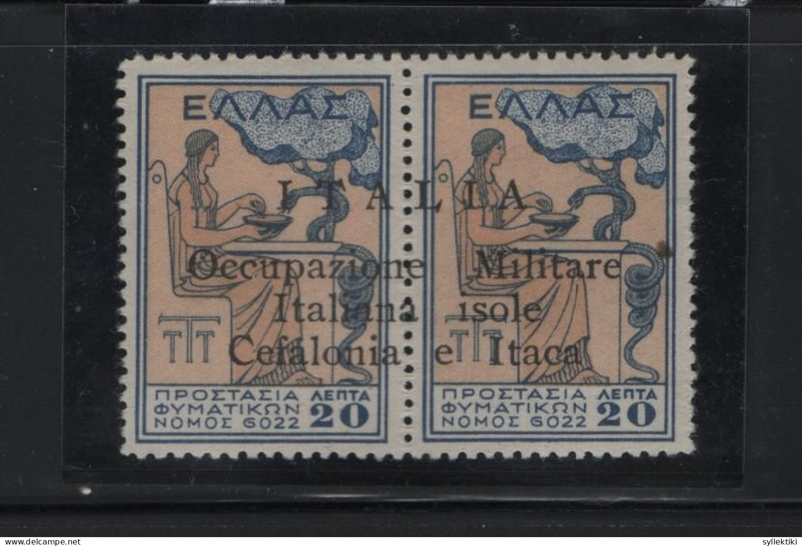 GREECE IONIAN ISLANDS 1941 20+20 LEPTA CHARITY ISSUE PAIR MNH STAMPS OVERPRINTED ITALIA Occupazione Militare Italiana Is - Iles Ioniques