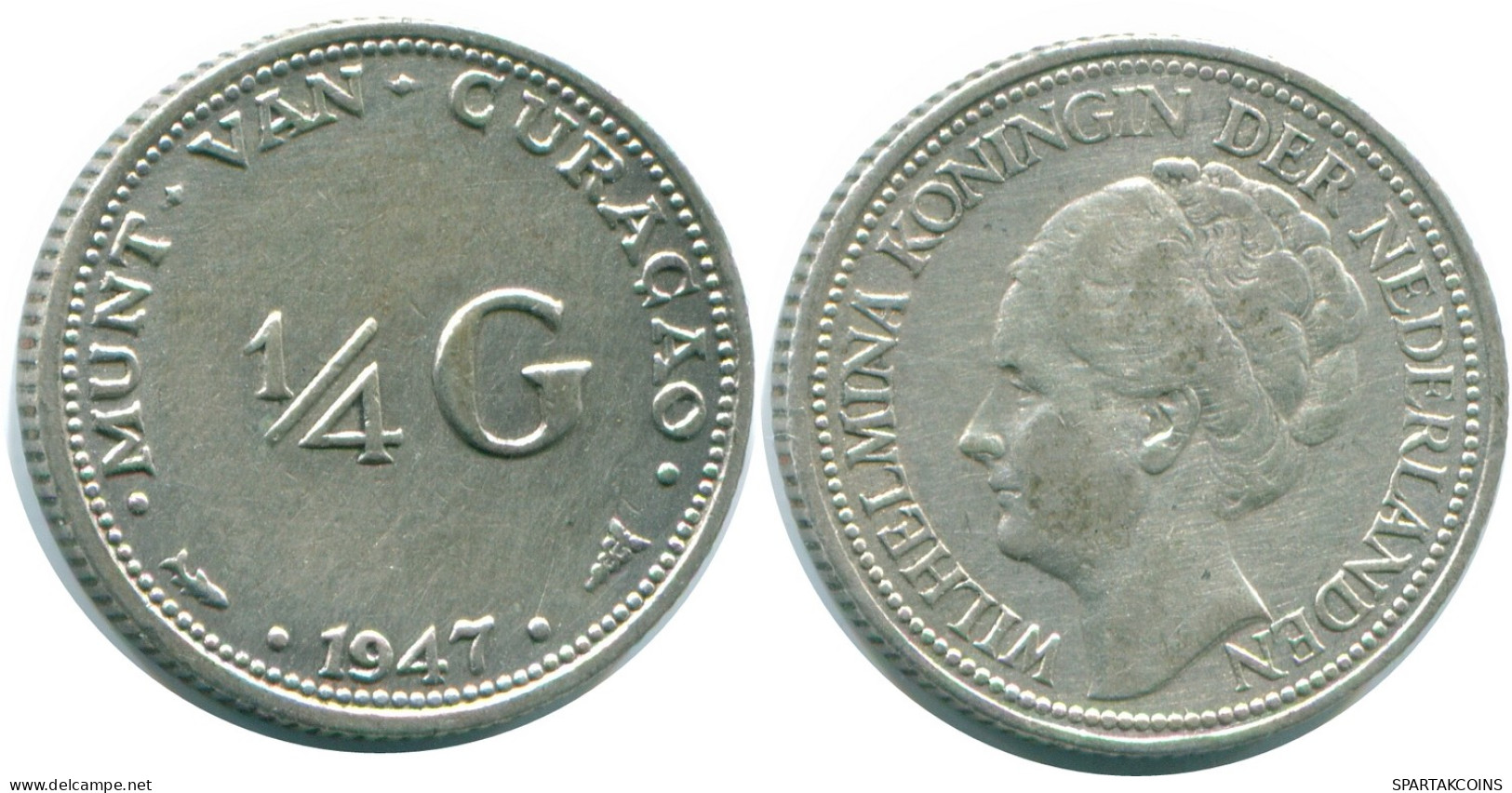 1/4 GULDEN 1947 CURACAO NIEDERLANDE SILBER Koloniale Münze #NL10762.4.D - Curaçao