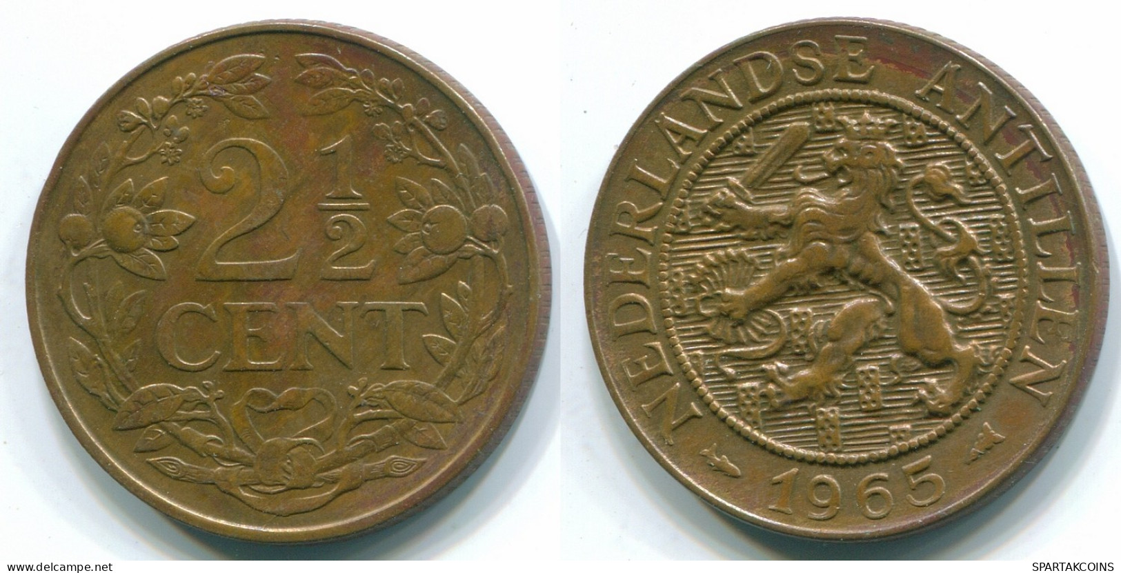 2 1/2 CENT 1965 CURACAO NIEDERLANDE Bronze Koloniale Münze #S10206.D - Curacao