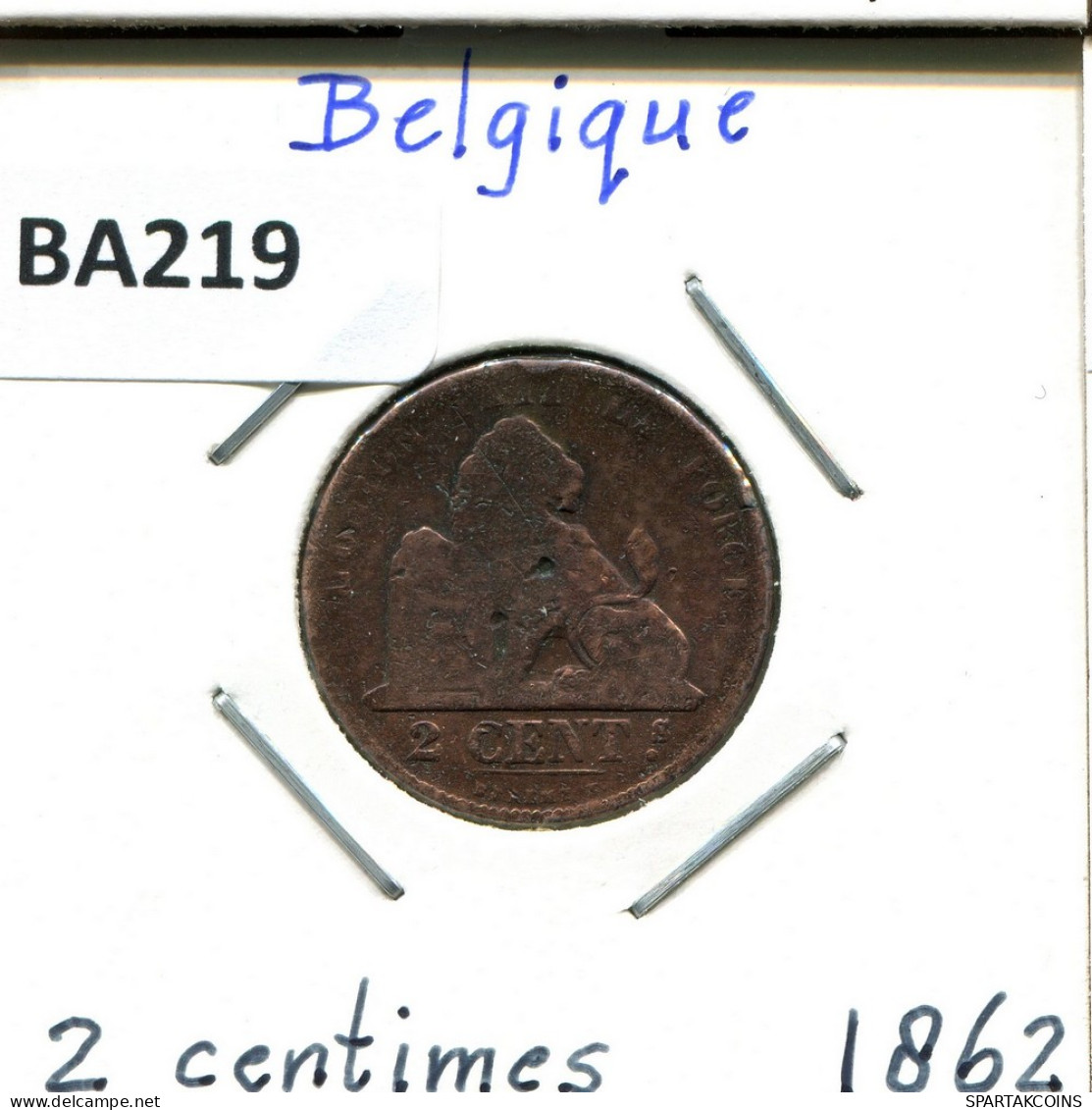 2 CENTIMES 1862 Französisch Text BELGIEN BELGIUM Münze #BA219.D - 2 Cent