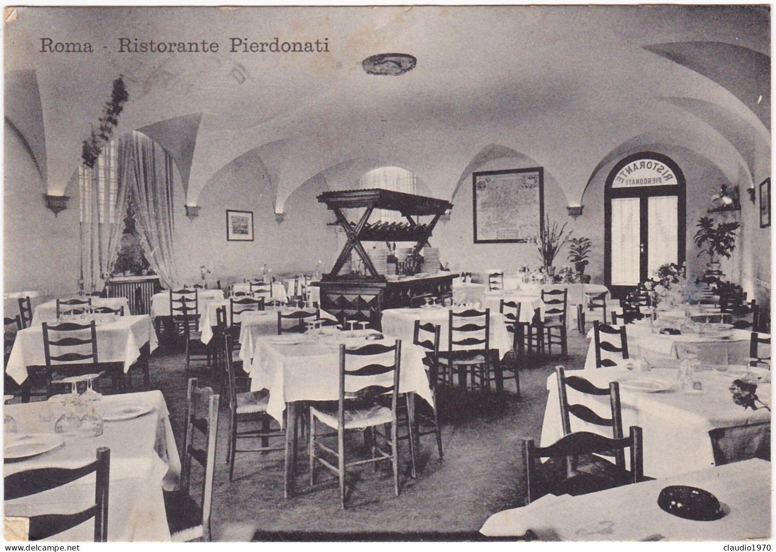 ROMA - CARTOLINA - RISTORANTE PIERDONATI - VG. PER TREVIGLIO (BG) 1959 - Stades & Structures Sportives