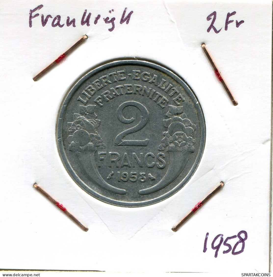 2 FRANCS 1958 FRANKREICH FRANCE Französisch Münze #AM607.D - 2 Francs