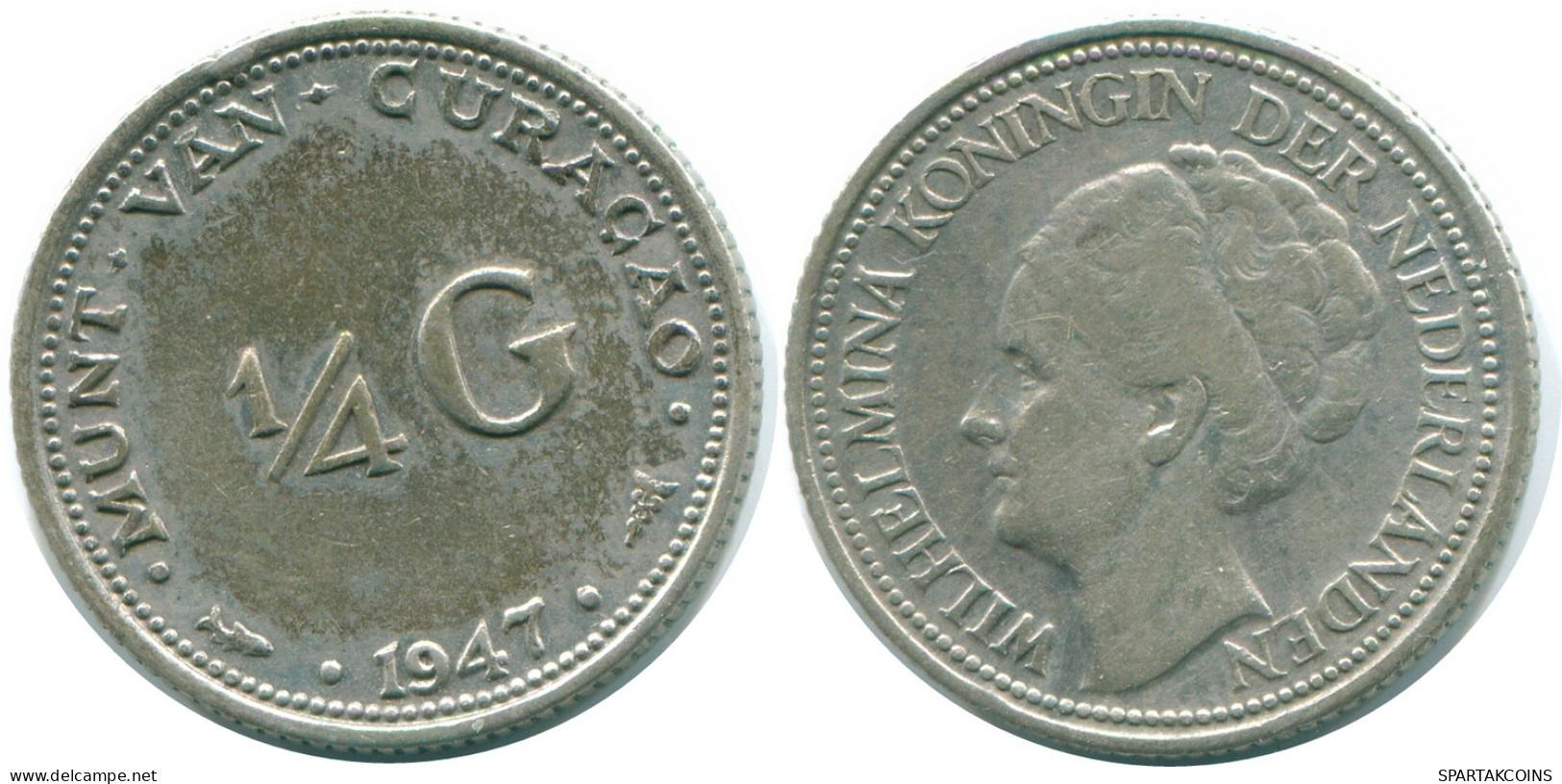 1/4 GULDEN 1947 CURACAO NIEDERLANDE SILBER Koloniale Münze #NL10729.4.D - Curaçao