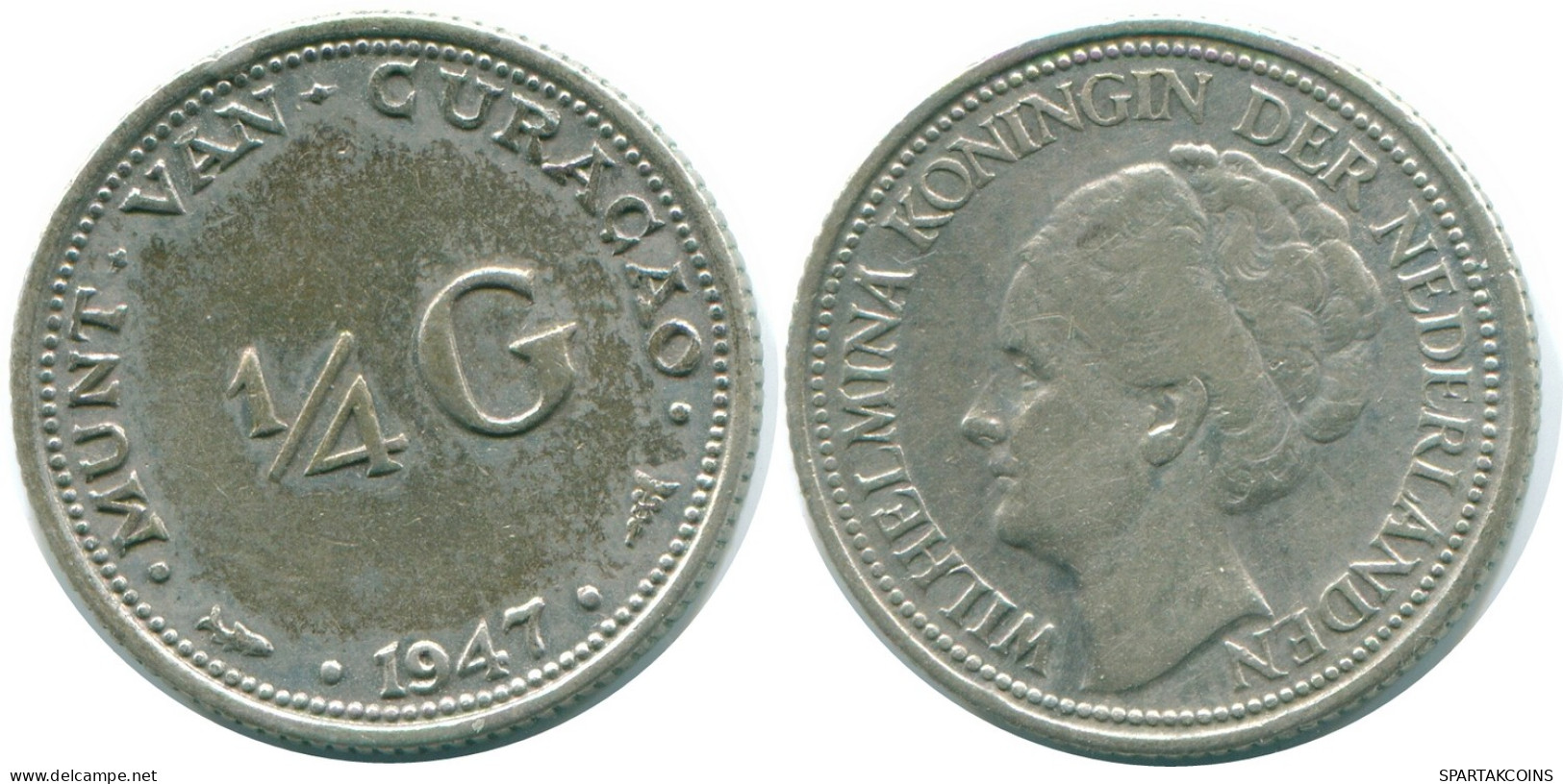 1/4 GULDEN 1947 CURACAO NIEDERLANDE SILBER Koloniale Münze #NL10729.4.D - Curacao