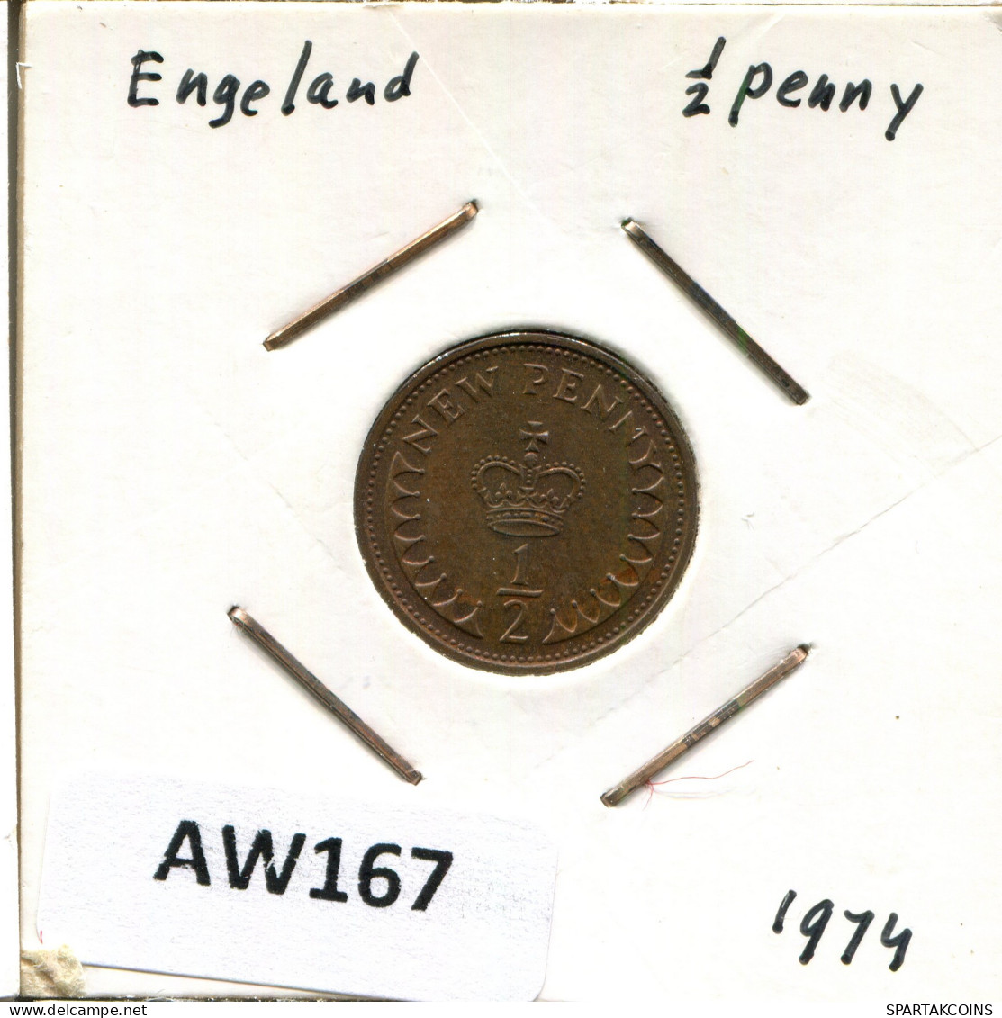 HALF PENNY 1974 UK GREAT BRITAIN Coin #AW167.U - 1/2 Penny & 1/2 New Penny