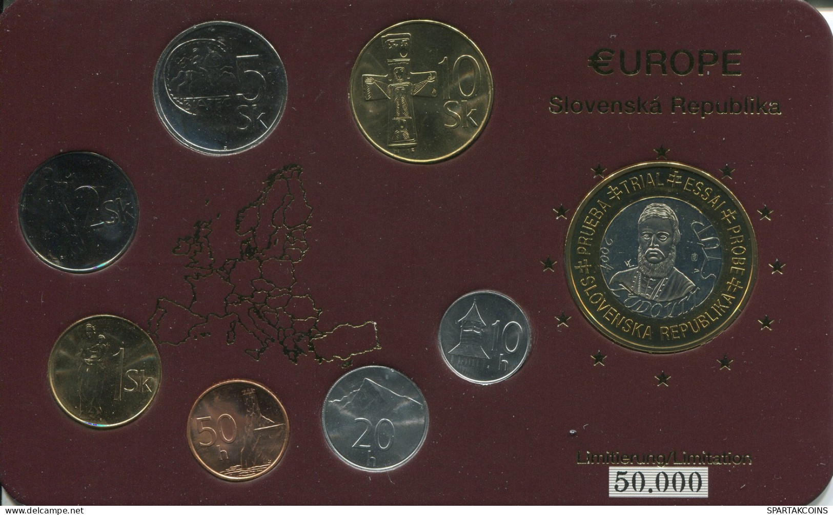 SLOVENSKA REPUBLIKA 1992-2004 Coin SET 7 Coin + MEDAL UNC #SET1253.13.U - Slowenien