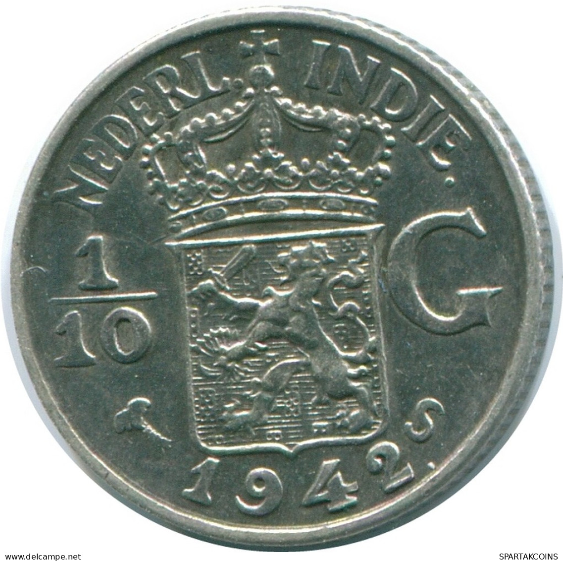 1/10 GULDEN 1942 NETHERLANDS EAST INDIES SILVER Colonial Coin #NL13916.3.U - Indes Néerlandaises