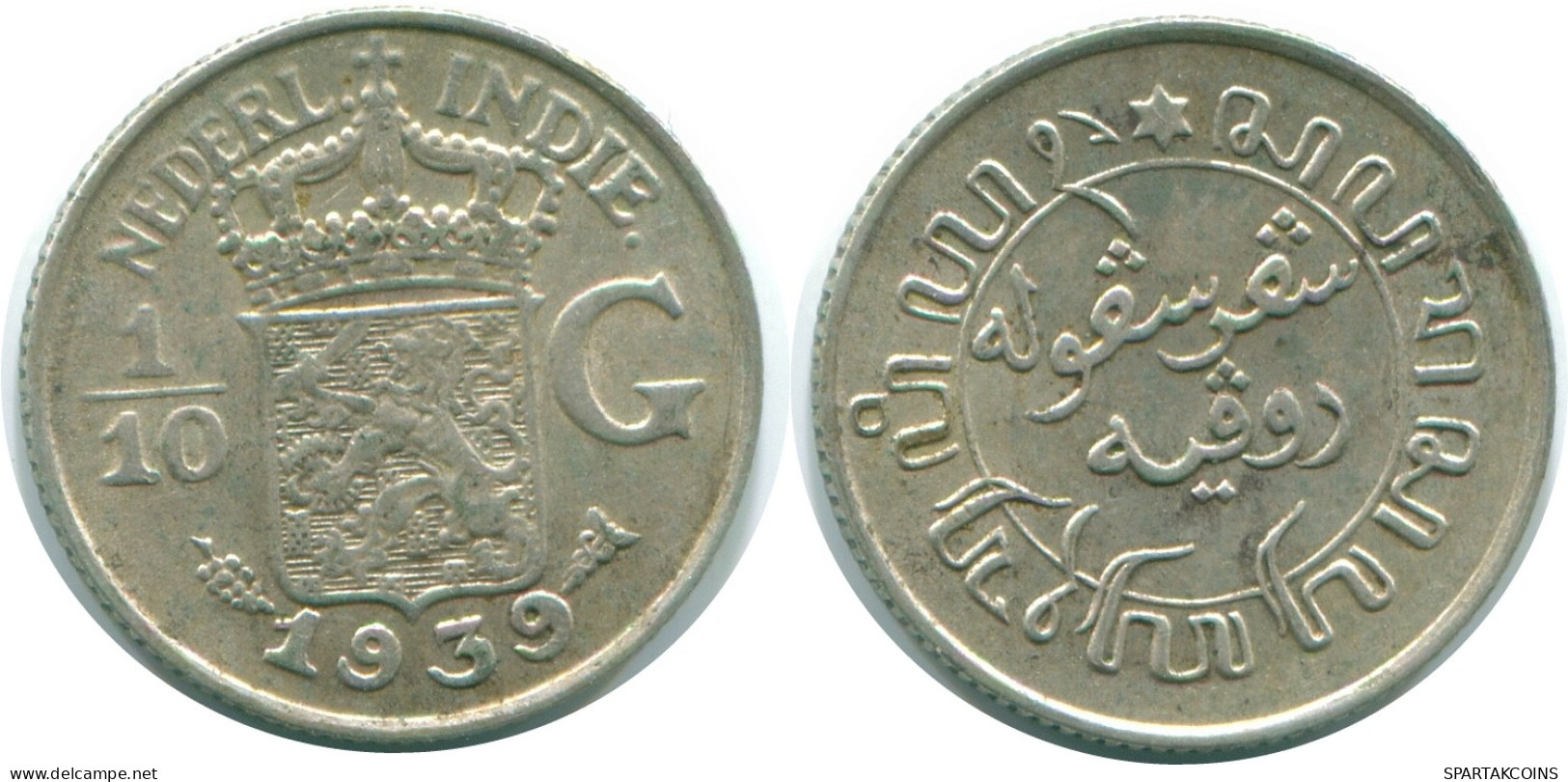 1/10 GULDEN 1939 NETHERLANDS EAST INDIES SILVER Colonial Coin #NL13527.3.U - Indes Néerlandaises