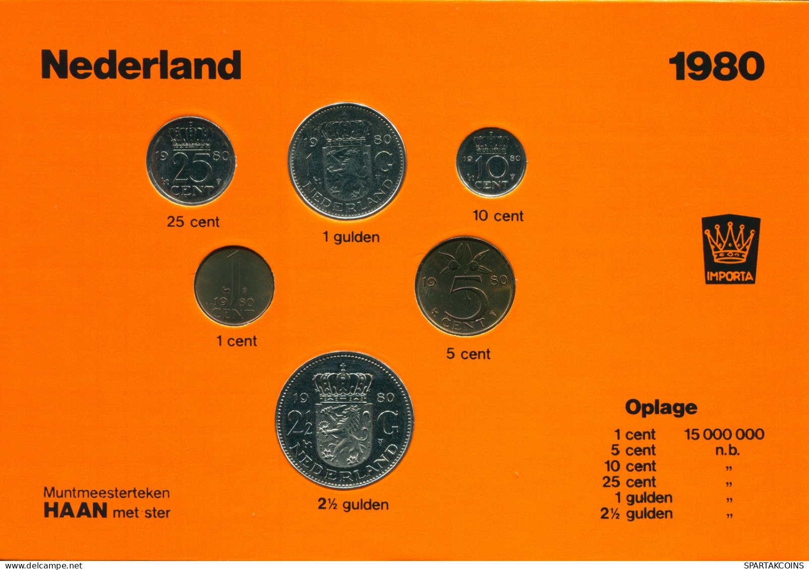 NETHERLANDS 1980 MINT SET 6 Coin #SET1018.7.U - Jahressets & Polierte Platten